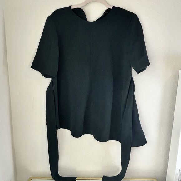 Zara Women's Asymmetrical Green  Short Sleeve Top Tie Blouse Size Large - Picture 1 of 8